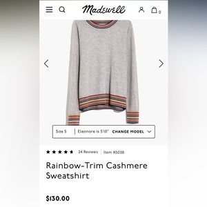 Madewell Rainbow Trim Cashmere Sweatshirt (sold-out online)